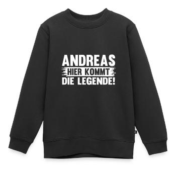 Vorname Andreas - Kinder Premium Organic Sweatshirt - Schwarz - Vorne - AI Model Kid Female (0cm)