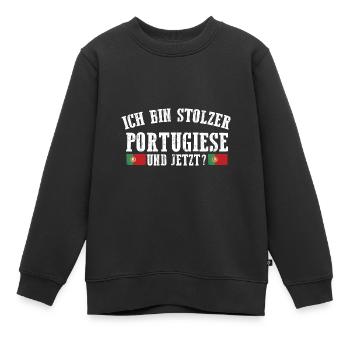 Portugal portugais - Sweat Premium enfant bio - noir - Devant - AI Model Kid Female (0cm)