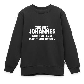 Johannes - Sweat Premium enfant bio - noir - Devant - AI Model Kid Female (0cm)