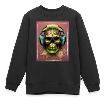 DJ Tiki Skull - Kinder Premium Organic Sweatshirt - Schwarz - Vorne - AI Model Kid Female (0cm)