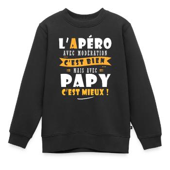 Papy Cadeau Humour papy cadeau papi papy - Sweat Premium enfant bio - noir - Devant - AI Model Kid Female (0cm)