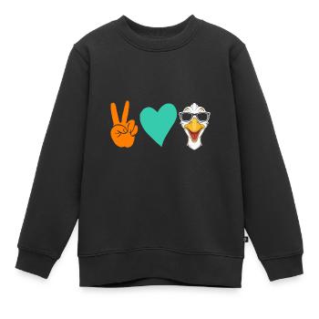 Gans - Kinder Premium Organic Sweatshirt - Schwarz - Vorne - AI Model Kid Female (0cm)