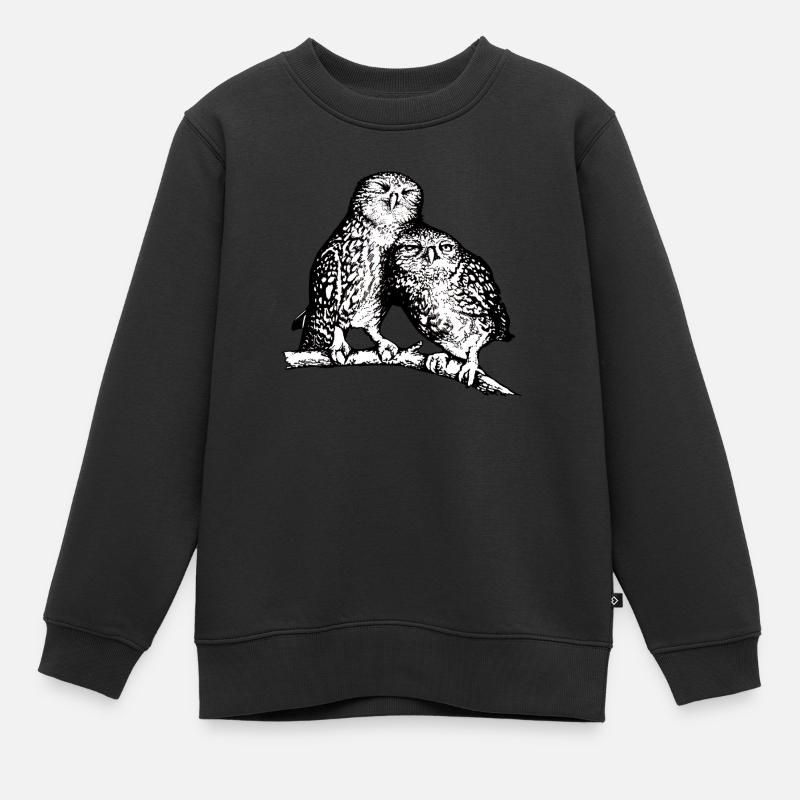 Steinkäuze - Kinder Premium Organic Sweatshirt - Schwarz