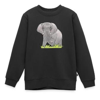 Éléphant - Sweat Premium enfant bio - noir - Devant - AI Model Kid Female (0cm)