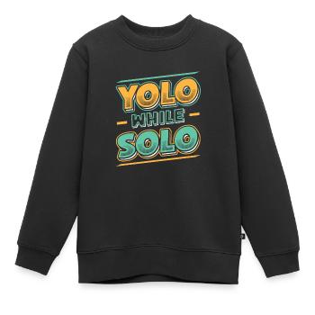Solo proud single, Happy single - Sweat Premium enfant bio - noir - Devant - AI Model Kid Female (0cm)