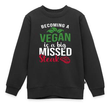 Vegan Veganer werden Spruch lustig - Kinder Premium Organic Sweatshirt - Schwarz - Vorne - AI Model Kid Female (0cm)