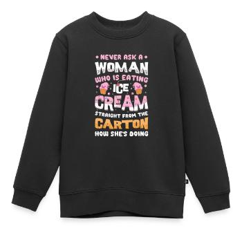 Traurige Frauen Herzschmerz Liebeskummer Eiscreme - Kinder Premium Organic Sweatshirt - Schwarz - Vorne - AI Model Kid Female (0cm)