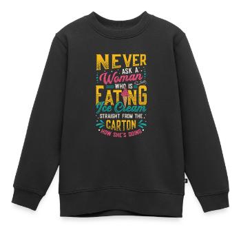 Traurige Frauen Herzschmerz Liebeskummer Eiscreme - Kinder Premium Organic Sweatshirt - Schwarz - Vorne - AI Model Kid Female (0cm)
