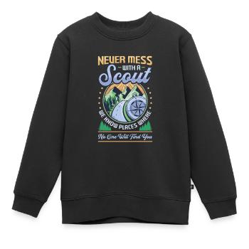 Leg dich niemals mit einem Scout an - Kinder Premium Organic Sweatshirt - Schwarz - Vorne - AI Model Kid Female (0cm)