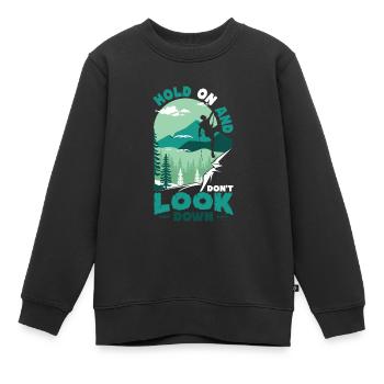 Ne regardez pas vers le bas le bloc, l’escalade. - Sweat Premium enfant bio - noir - Devant - AI Model Kid Female (0cm)