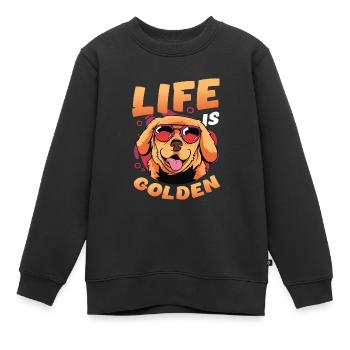 Das Leben ist golden - Golden Retriever - Kinder Premium Organic Sweatshirt - Schwarz - Vorne - AI Model Kid Female (0cm)