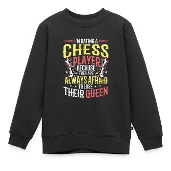 Dating mit einer Schachspielerin Schachfrau - Kinder Premium Organic Sweatshirt - Schwarz - Vorne - AI Model Kid Female (0cm)