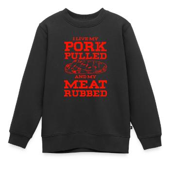 schweinefleisch grill spruch - Kinder Premium Organic Sweatshirt - Schwarz - Vorne - AI Model Kid Female (0cm)