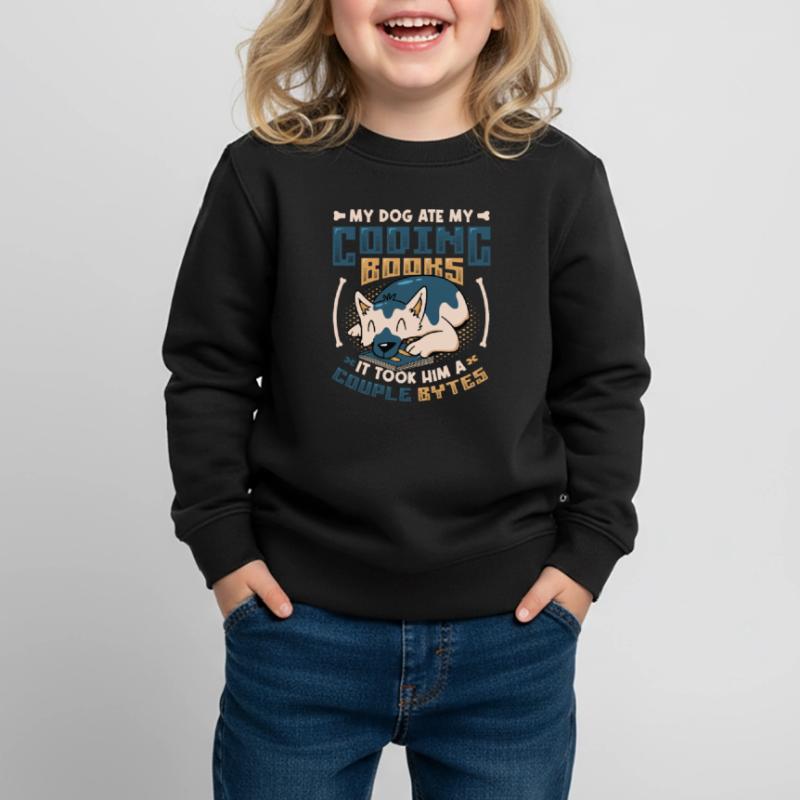 Dog Bytes Code Computer Joke Programming Kids Premium Organic Sweatshirt