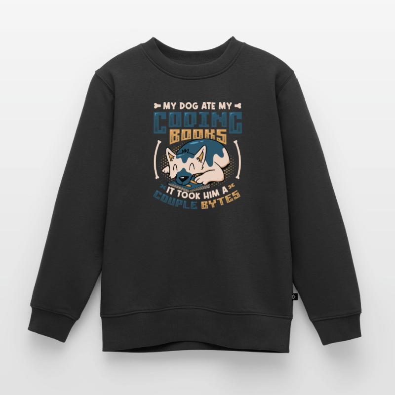 Dog Bytes Code Computer Joke Programming Kids Premium Organic Sweatshirt