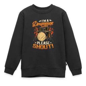 Je suis un batteur s’il vous plaît crier - Sweat Premium enfant bio - noir - Devant - AI Model Kid Female (0cm)