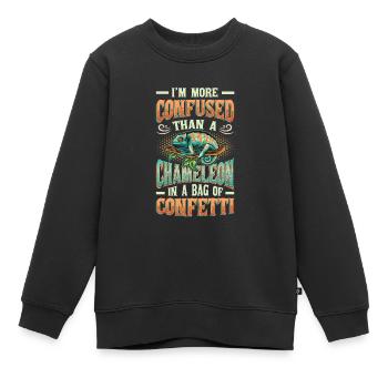 Verwirrter Als Ein Chamäleon - Kinder Premium Organic Sweatshirt - Schwarz - Vorne - AI Model Kid Female (0cm)