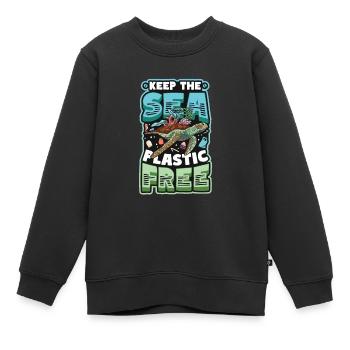Haltet Das Meer Plastikfrei Rettet Den Ozean - Kinder Premium Organic Sweatshirt - Schwarz - Vorne - AI Model Kid Female (0cm)