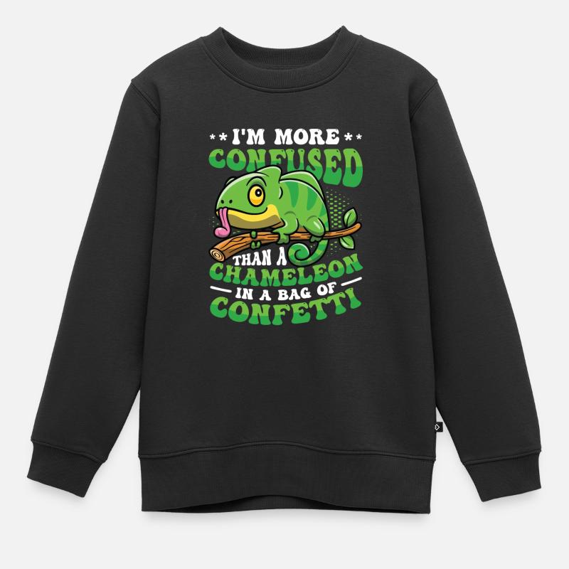Verwirrter Als Ein Chamäleon. - Kinder Premium Organic Sweatshirt - Schwarz