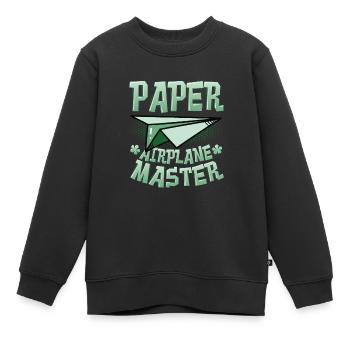Papierflieger Master. - Kinder Premium Organic Sweatshirt - Schwarz - Vorne - AI Model Kid Female (0cm)