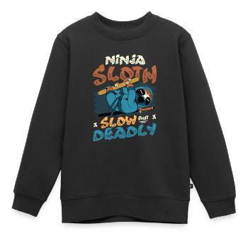 Ninja Sloth lent mais mortel - Sweat Premium enfant bio - noir - Devant - AI Model Kid Female (0cm)
