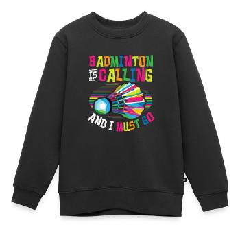 Badminton Ruft Badminton - Kinder Premium Organic Sweatshirt - Schwarz - Vorne - AI Model Kid Female (0cm)