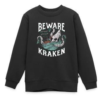 Méfiez-vous du Kraken - Sweat Premium enfant bio - noir - Devant - AI Model Kid Female (0cm)