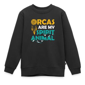 L’orque est mon âme animale, baleine, orque. - Sweat Premium enfant bio - noir - Devant - AI Model Kid Female (0cm)