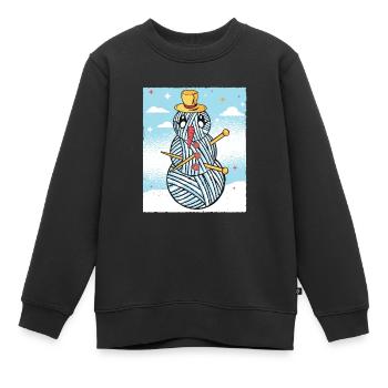 Garn Schneemann Nähen Stricken Häkeln - Kinder Premium Organic Sweatshirt - Schwarz - Vorne - AI Model Kid Female (0cm)