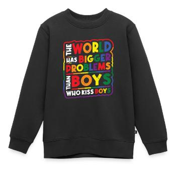 Des problèmes plus importants que les gars qui embrassent des garçons - Sweat Premium enfant bio - noir - Devant - AI Model Kid Female (0cm)