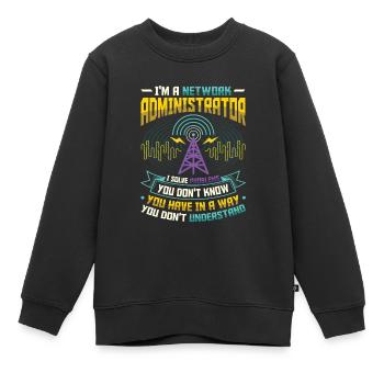 Résoudre les problèmes de l'administrateur réseau du support informatique - Sweat Premium enfant bio - noir - Devant - AI Model Kid Female (0cm)