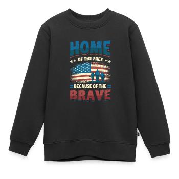 Home Of The Free Because Of The Brave Patriotic. - Kinder Premium Organic Sweatshirt - Schwarz - Vorne - AI Model Kid Female (0cm)