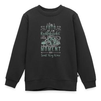 Foto, Rückfahrticket, Vergangenheit, Fotograf. - Kinder Premium Organic Sweatshirt - Schwarz - Vorne - AI Model Kid Female (0cm)