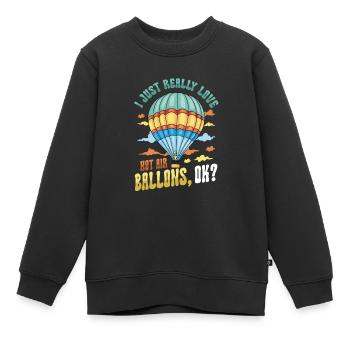 I just love hot air balloons very much - Kids Premium Organic Sweatshirt - black - Front - AI Model Kid Female (0cm)