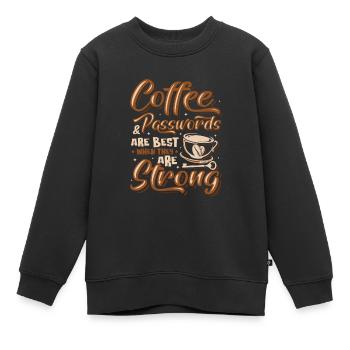 Café et mot de passe - Sweat Premium enfant bio - noir - Devant - AI Model Kid Female (0cm)