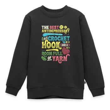 Häkelnadel Und Raum Voller Garn, Häkeln - Kinder Premium Organic Sweatshirt - Schwarz - Vorne - AI Model Kid Female (0cm)