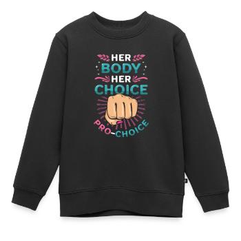 Son corps, son choix, les droits des femmes Pro Choice - Sweat Premium enfant bio - noir - Devant - AI Model Kid Female (0cm)