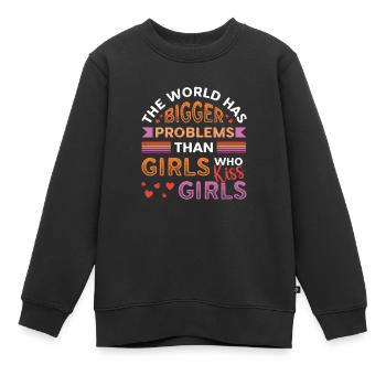Des problèmes plus importants que les filles, embrasser les filles - Sweat Premium enfant bio - noir - Devant - AI Model Kid Female (0cm)