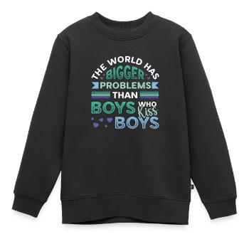Des problèmes plus importants que les gars qui embrassent des garçons - Sweat Premium enfant bio - noir - Devant - AI Model Kid Female (0cm)