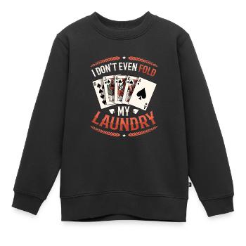Je ne plie même pas mon linge, casino poker - Sweat Premium enfant bio - noir - Devant - AI Model Kid Female (0cm)