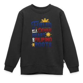 Katholisches Herz Und Philippinische Wurzeln - Kinder Premium Organic Sweatshirt - Schwarz - Vorne - AI Model Kid Female (0cm)