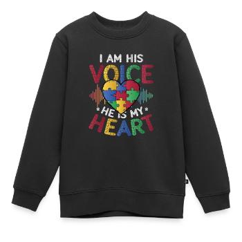 Ich Bin Seine Stimme, Er Ist Mein Herz - Kinder Premium Organic Sweatshirt - Schwarz - Vorne - AI Model Kid Female (0cm)