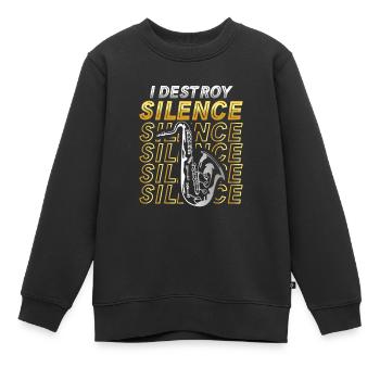 Je détruis le saxophone silencieux et drôle - Sweat Premium enfant bio - noir - Devant - AI Model Kid Female (0cm)