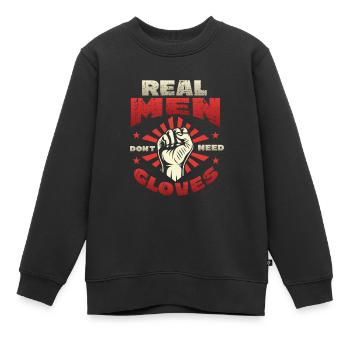Echte Männer Brauchen Keine Handschuhe - Kinder Premium Organic Sweatshirt - Schwarz - Vorne - AI Model Kid Female (0cm)