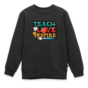 Les enseignants enseignent, l’amour inspire - Sweat Premium enfant bio - noir - Devant - AI Model Kid Female (0cm)