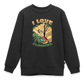 Ich Liebe Klettern, Felsklettern - Kinder Premium Organic Sweatshirt - Schwarz - Vorne - AI Model Kid Female (0cm)