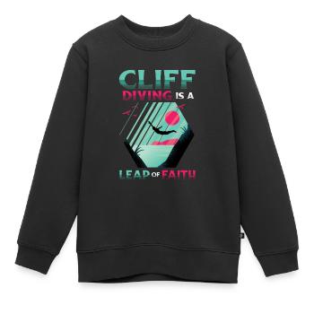 Le saut de falaise est un acte de foi - Sweat Premium enfant bio - noir - Devant - AI Model Kid Female (0cm)