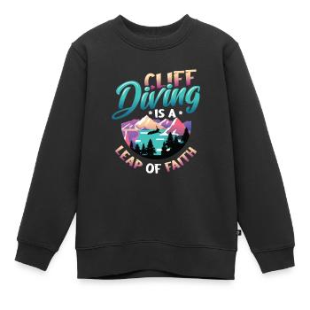 Le saut de falaise est un acte de foi - Sweat Premium enfant bio - noir - Devant - AI Model Kid Female (0cm)