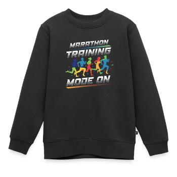 Marathon-Trainingsmodus, auf Marathon Runner - Kinder Premium Organic Sweatshirt - Schwarz - Vorne - AI Model Kid Female (0cm)