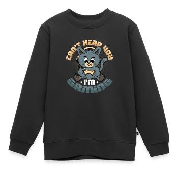 Je ne t’entends pas, je joue - Sweat Premium enfant bio - noir - Devant - AI Model Kid Female (0cm)